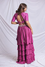 PURPLE HAND EMBROIDERED LEHENGA SET