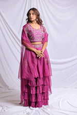 PURPLE HAND EMBROIDERED LEHENGA SET