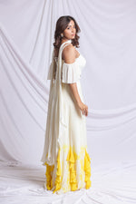 WHITE & YELLOW HAND EMBROIDERED LEHENGA SET