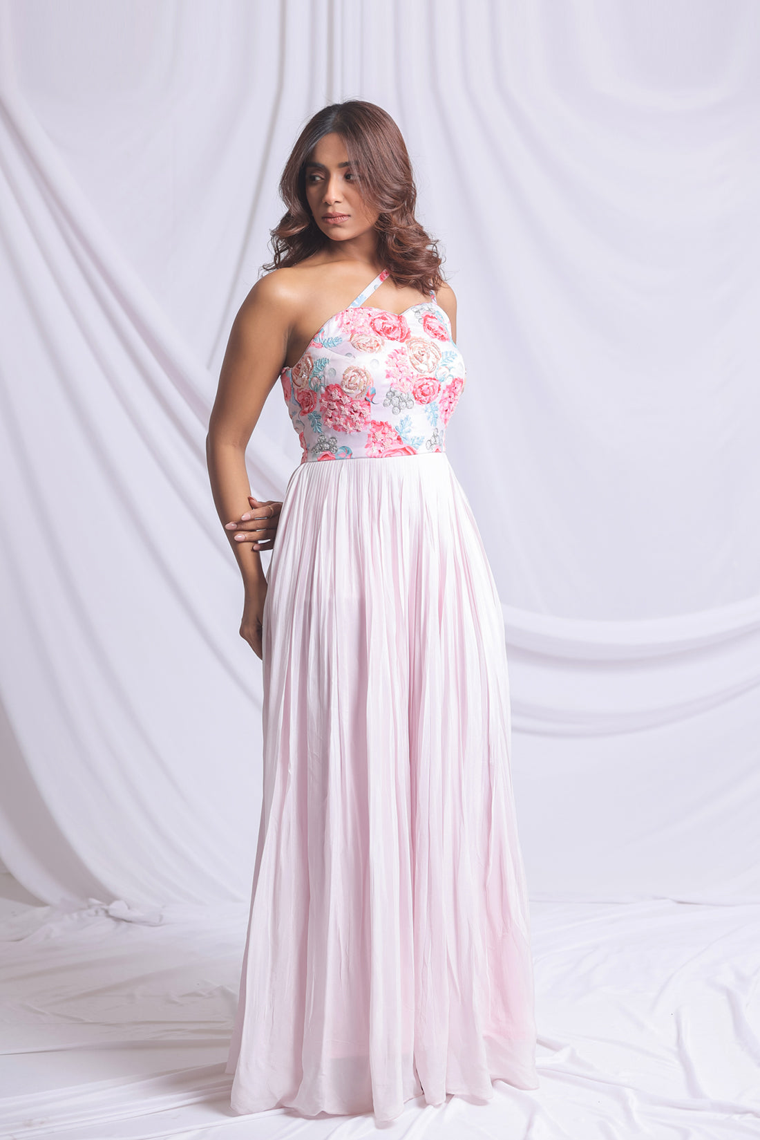 LIGHT LAYLAC HAND PLEATED GOWN