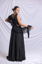 BLACK ROYALE HAND EMBROIDERED SKIRT SET