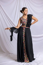 BLACK ROYALE HAND EMBROIDERED SKIRT SET