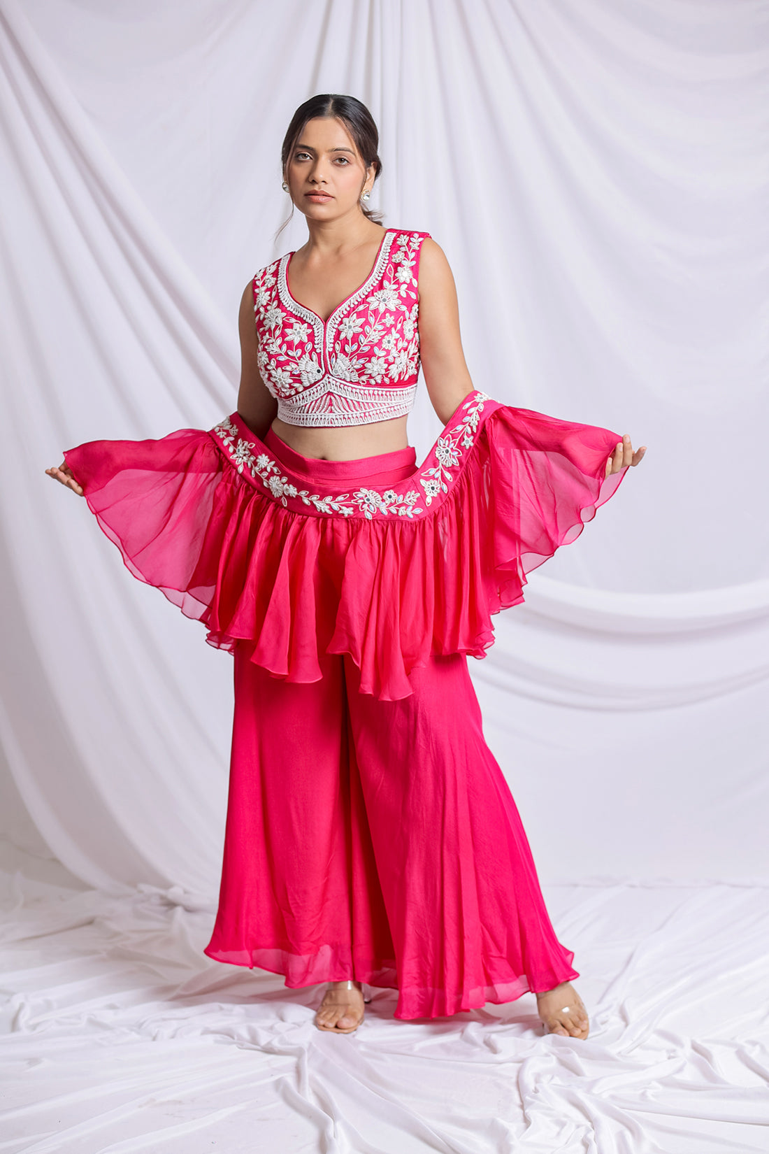 RANI PINK HERITAGE EMBROIDERED PALAZZO SET