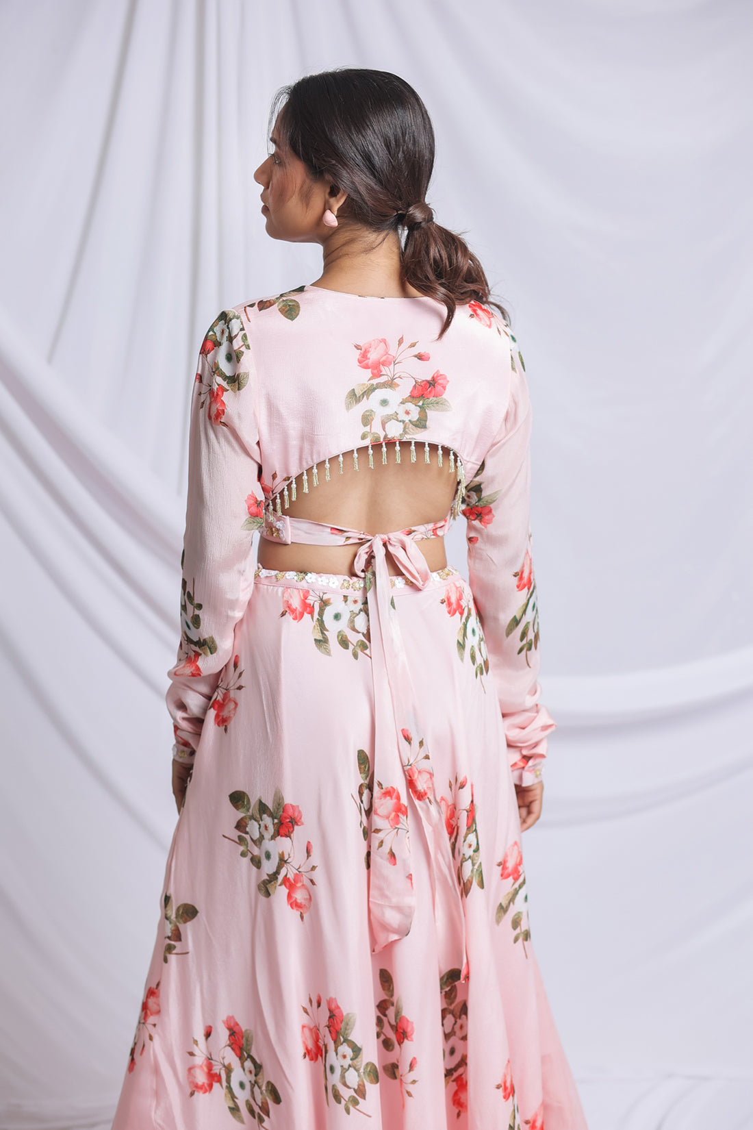 BLUSH PINK FLORAL LUXE LEHENGA SET