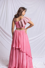 DUST PINK LUXE ONE SHOULDER LEHENGA SET