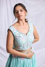 MINT GREEN LUXE HAND EMBROIDERED LEHENGA SET