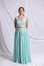 MINT GREEN LUXE HAND EMBROIDERED LEHENGA SET