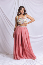 BROWN LUXE BOX PLEATED INDO WESTERN PALAZZO SET