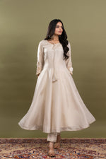 GOLDEN TISSUE HAND EMBROIDERED ANARKALI SET