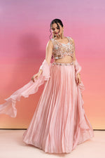 BLUSH PINK HAND EMBROIDERED LEHENGA SET