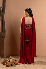 MAROON HAND EMBROIDERED SHARARA SET