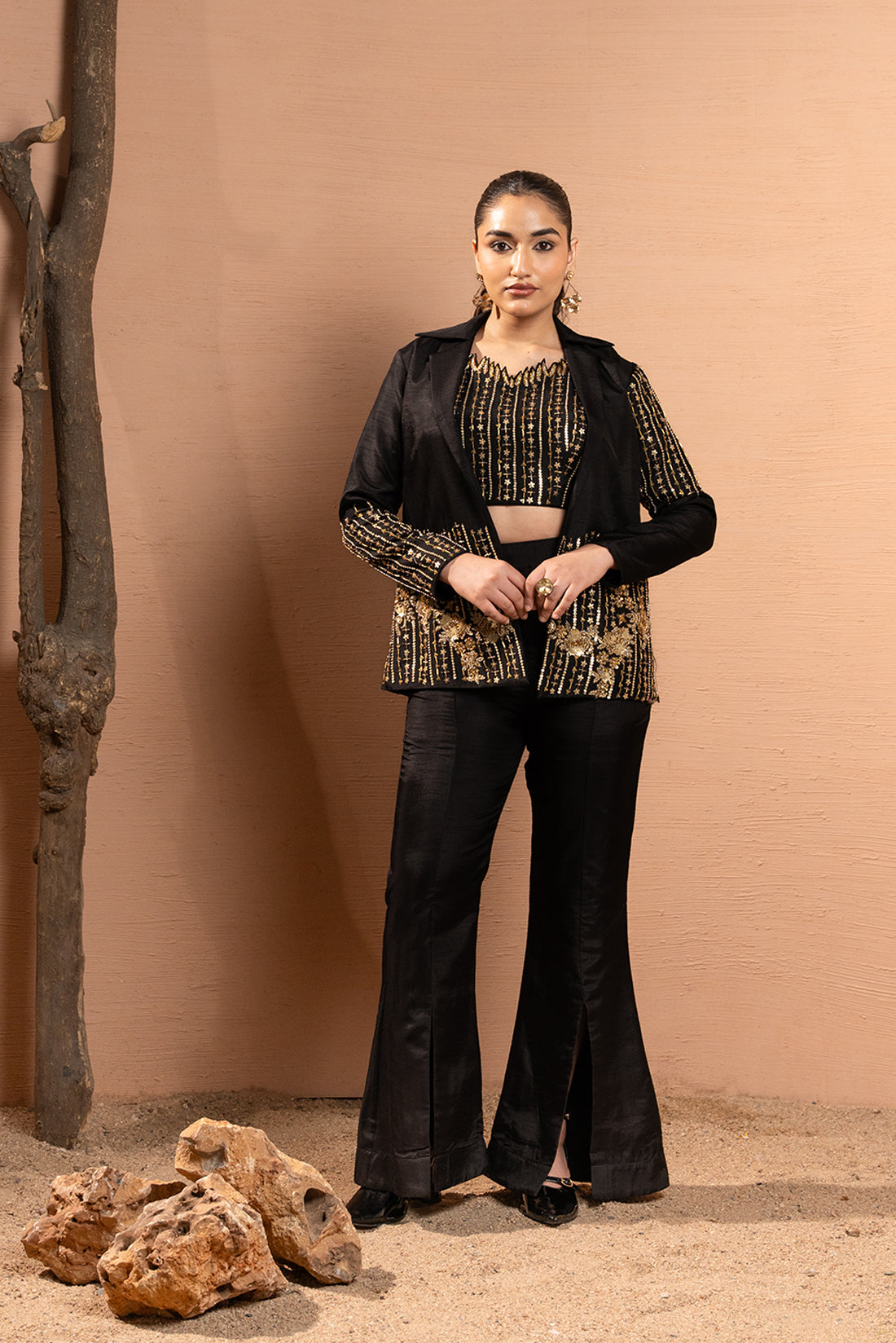 HAND EMBROIDERED INDO-WESTERN BLAZER SET