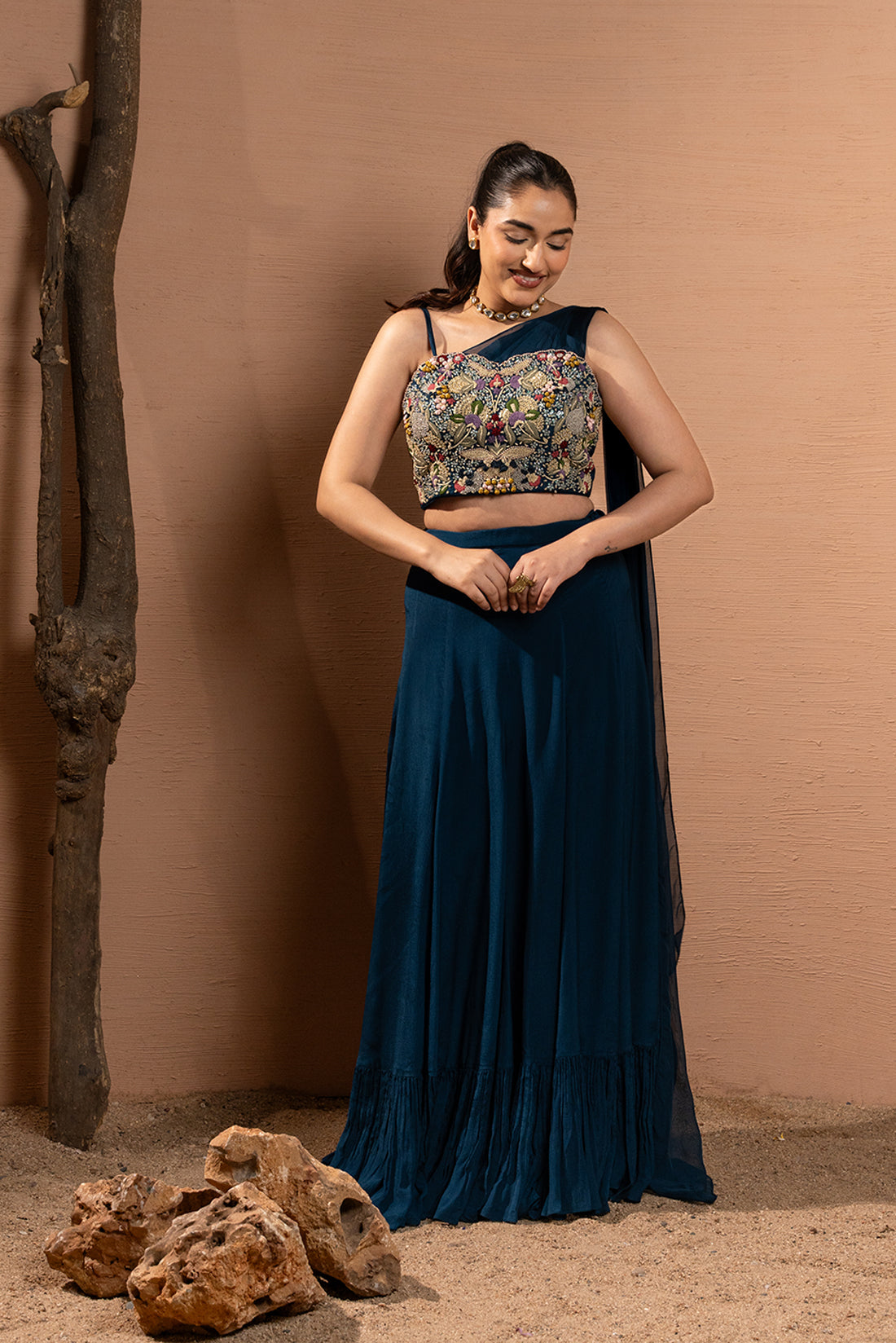 PEACOCK BLUE COUTURE LEHENGA SET