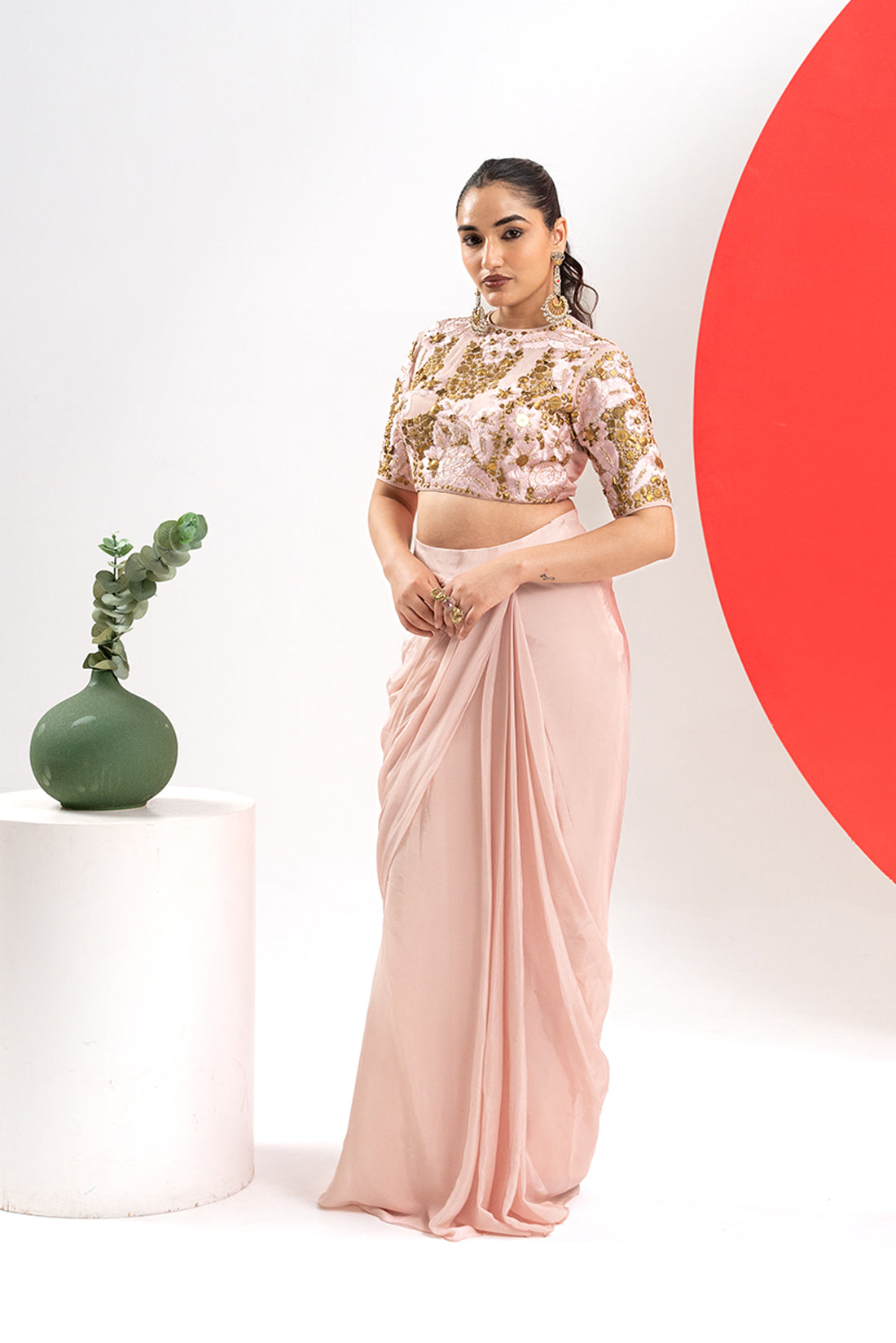 PALE PINK LUXE INDO-WESTERN SET