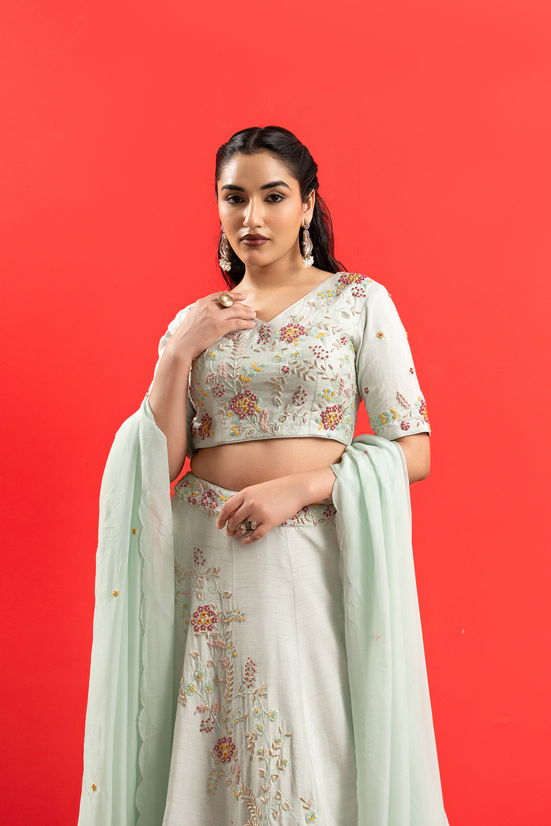 MINT GREEN LUXE LEHENGA SET