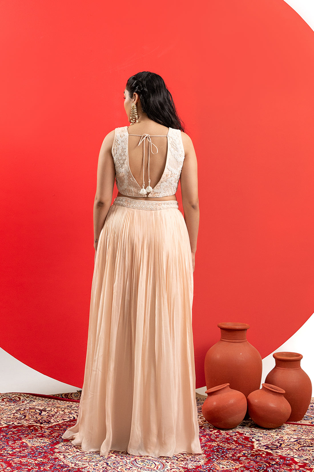 LIGHT PEACH LUXE LEHENGA SET