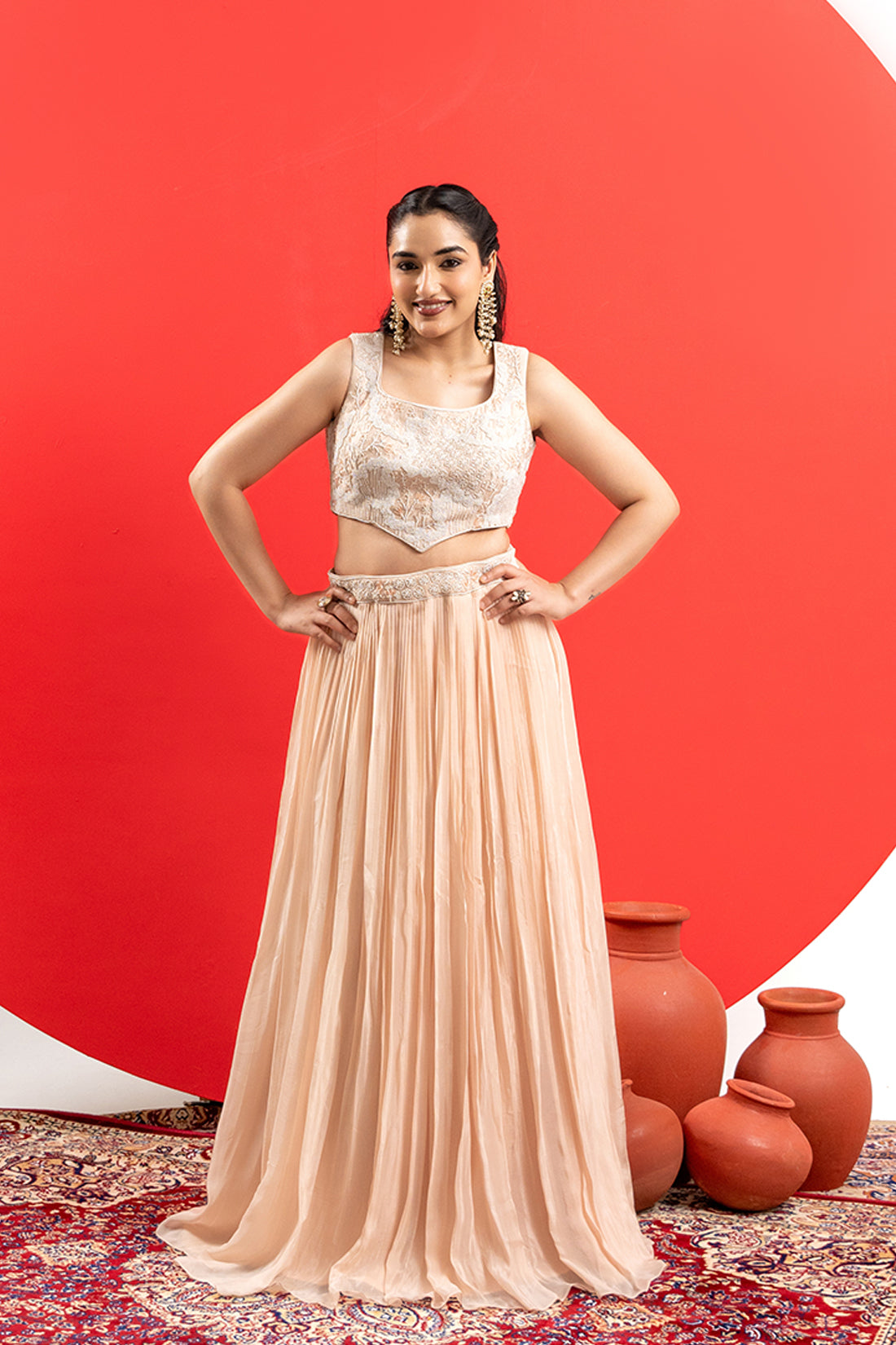 LIGHT PEACH LUXE LEHENGA SET