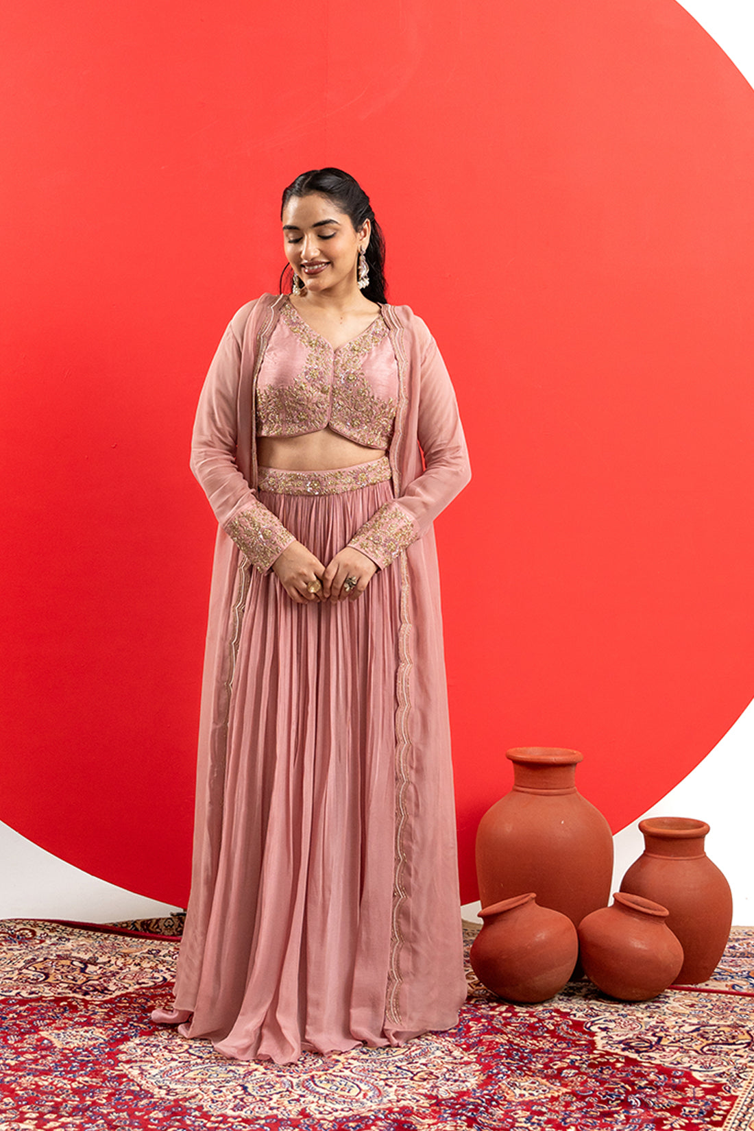 DUSTY PINK COUTURE LEHENGA ENSEMBLE