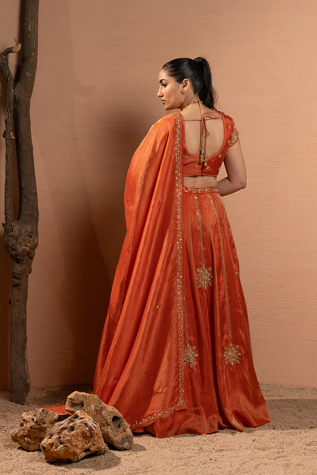 RUST ORANGE COUTURE LEHENGA ENSEMBLE