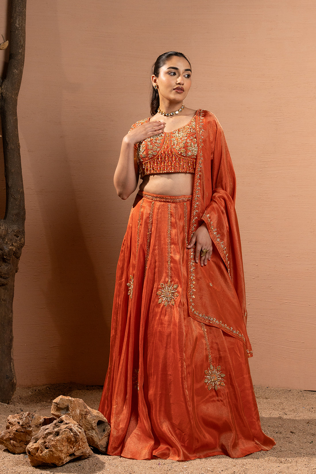 RUST ORANGE COUTURE LEHENGA ENSEMBLE