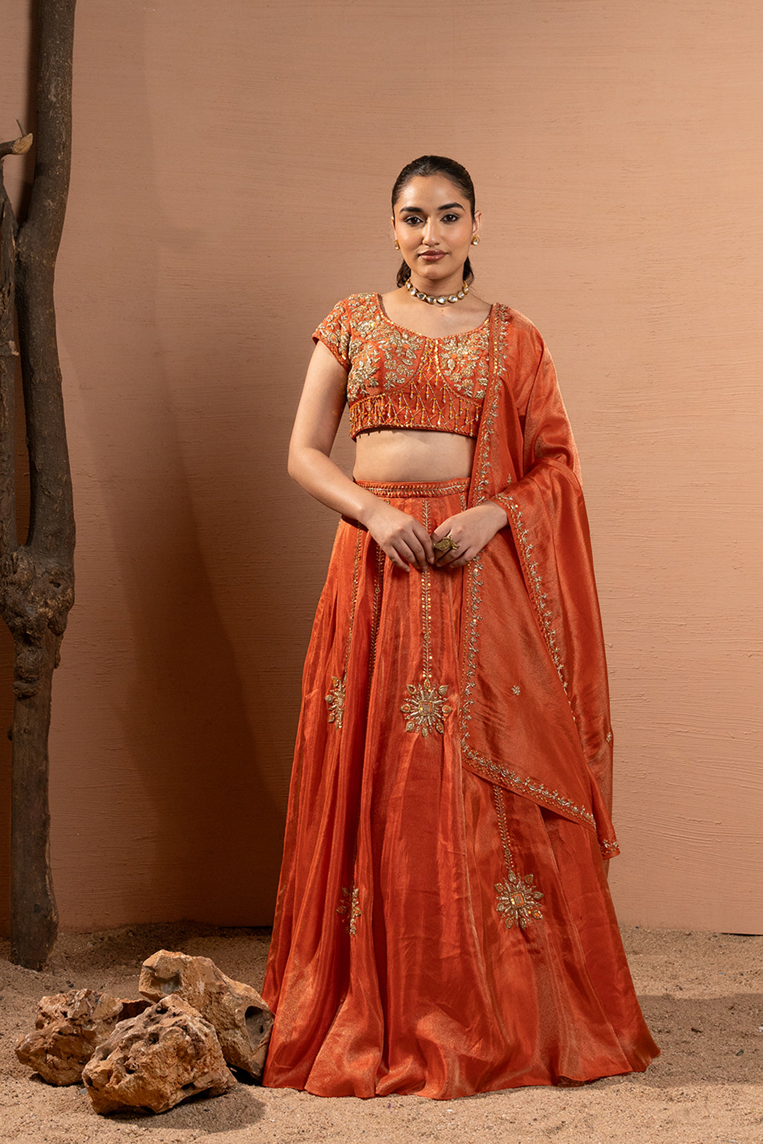 RUST ORANGE COUTURE LEHENGA ENSEMBLE