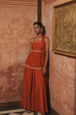 RUST ORANGE PEPLUM PALAZZO SET
