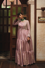LIGHT PINK TISSUE JACKET LEHENGA SET