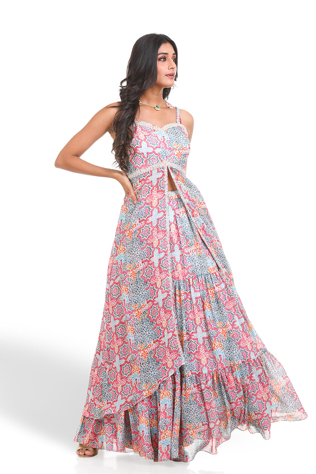 GEOMETRIC HAND EMBROIDERED SHARARA SET