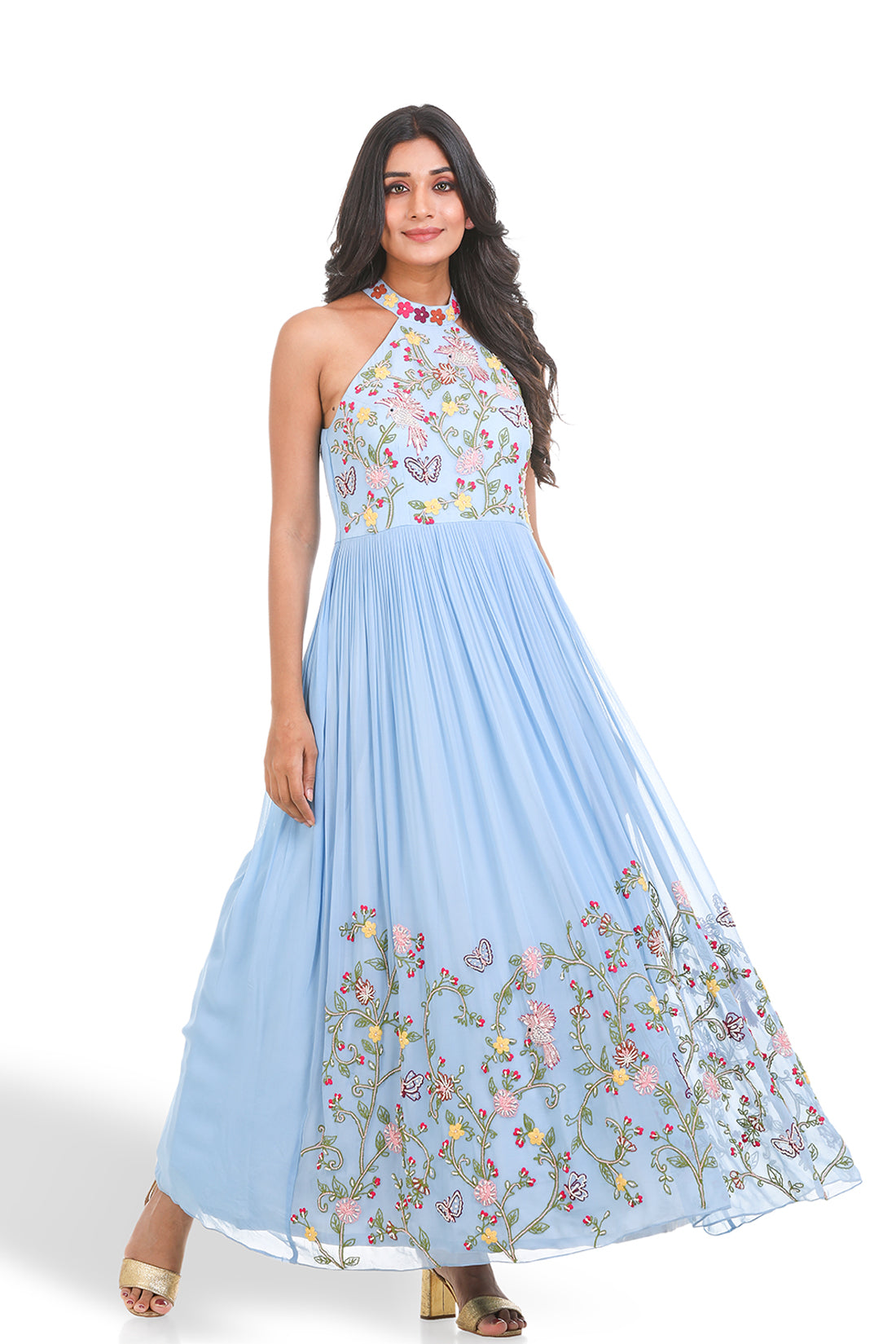 SKY BLUE HALTERNECL GOWN