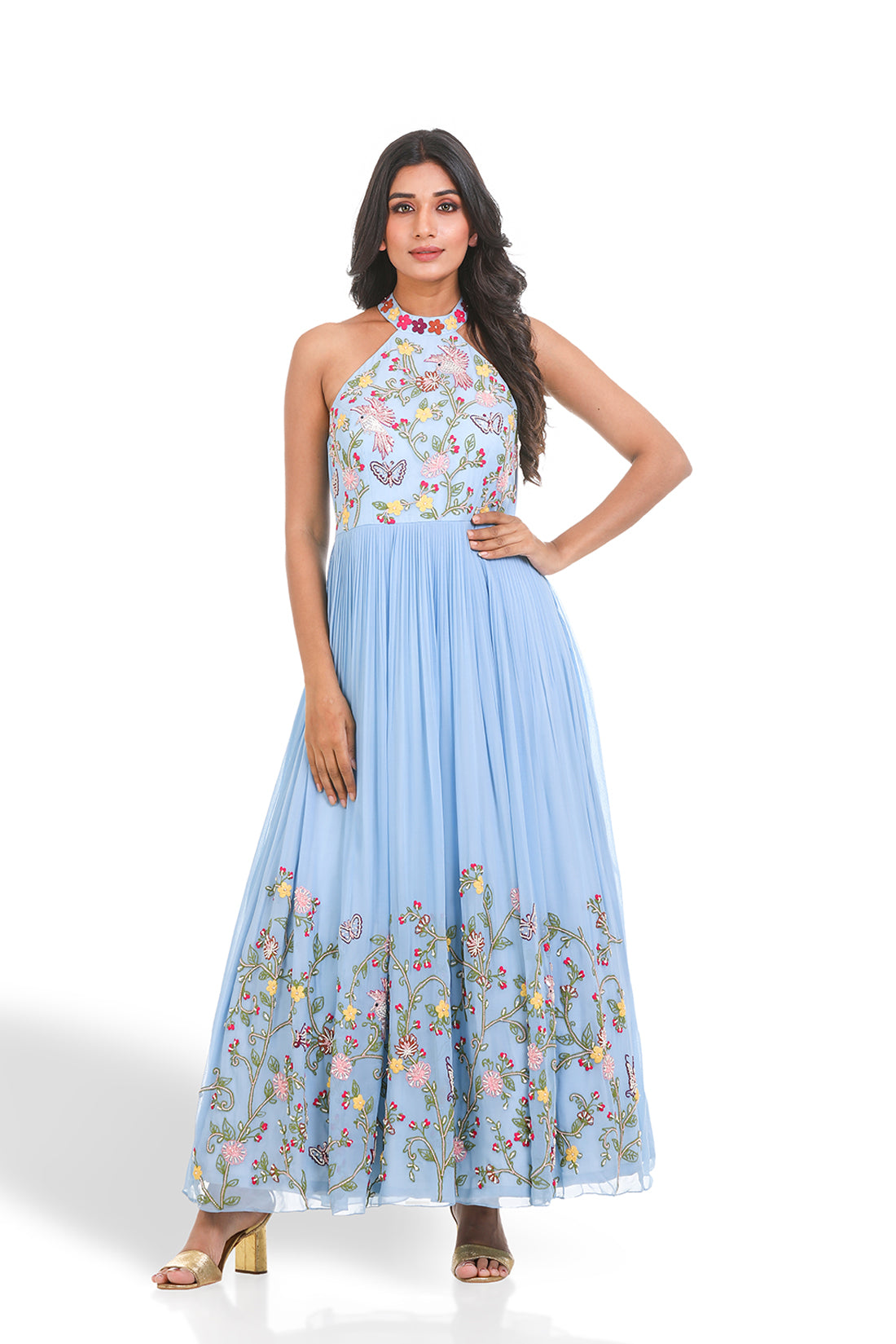SKY BLUE HALTERNECL GOWN