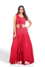 HOT PINK HAND EMBROIDERED LEHENGA SET