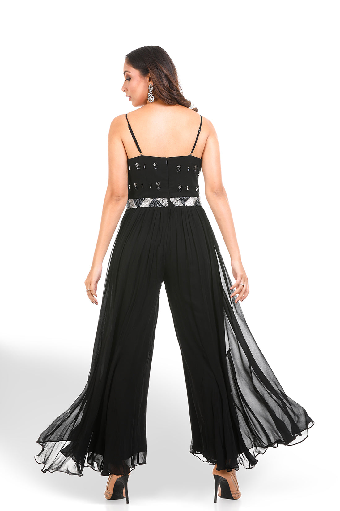 BLACK HAND EMBROIDERED JUMPSUIT