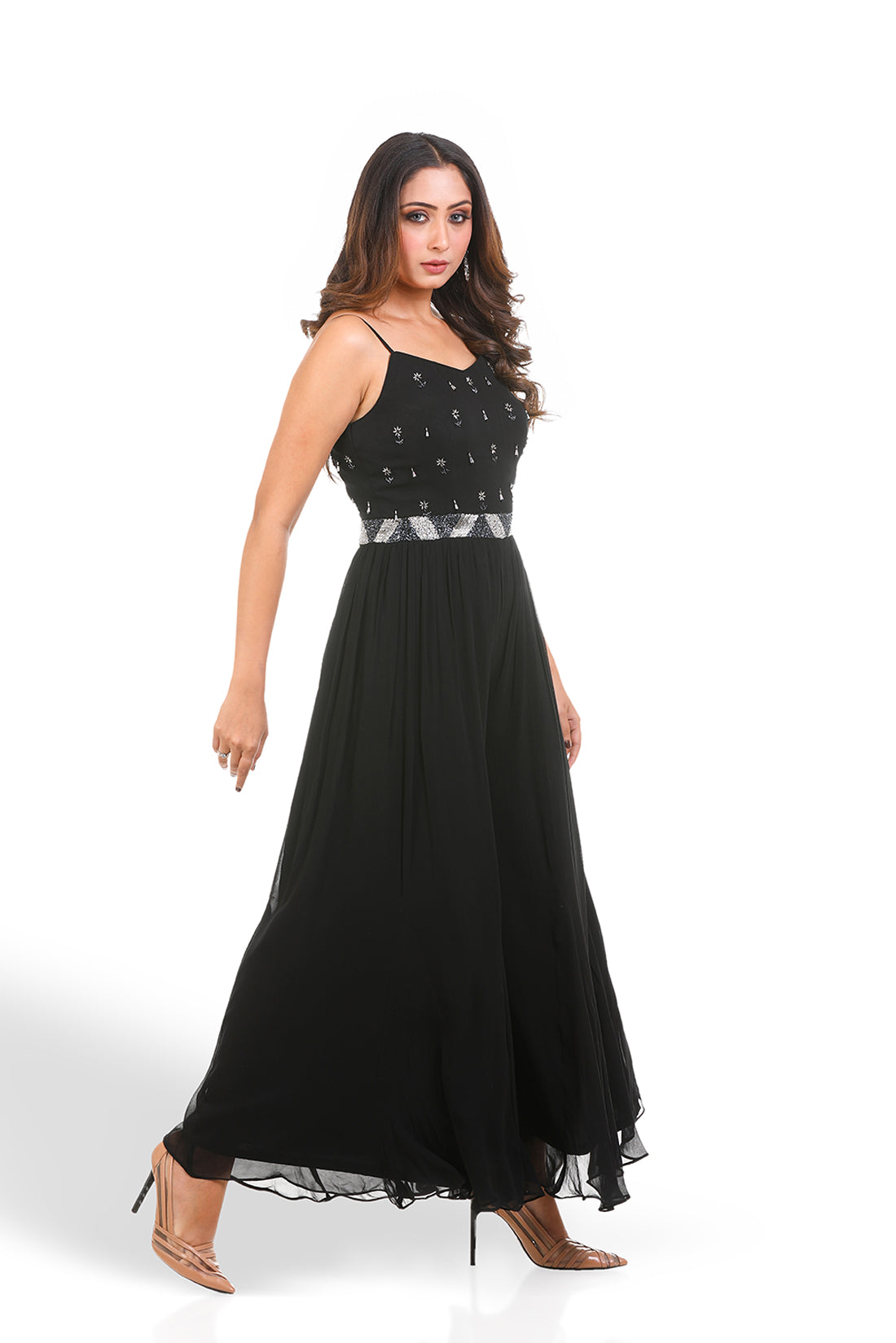 BLACK HAND EMBROIDERED JUMPSUIT