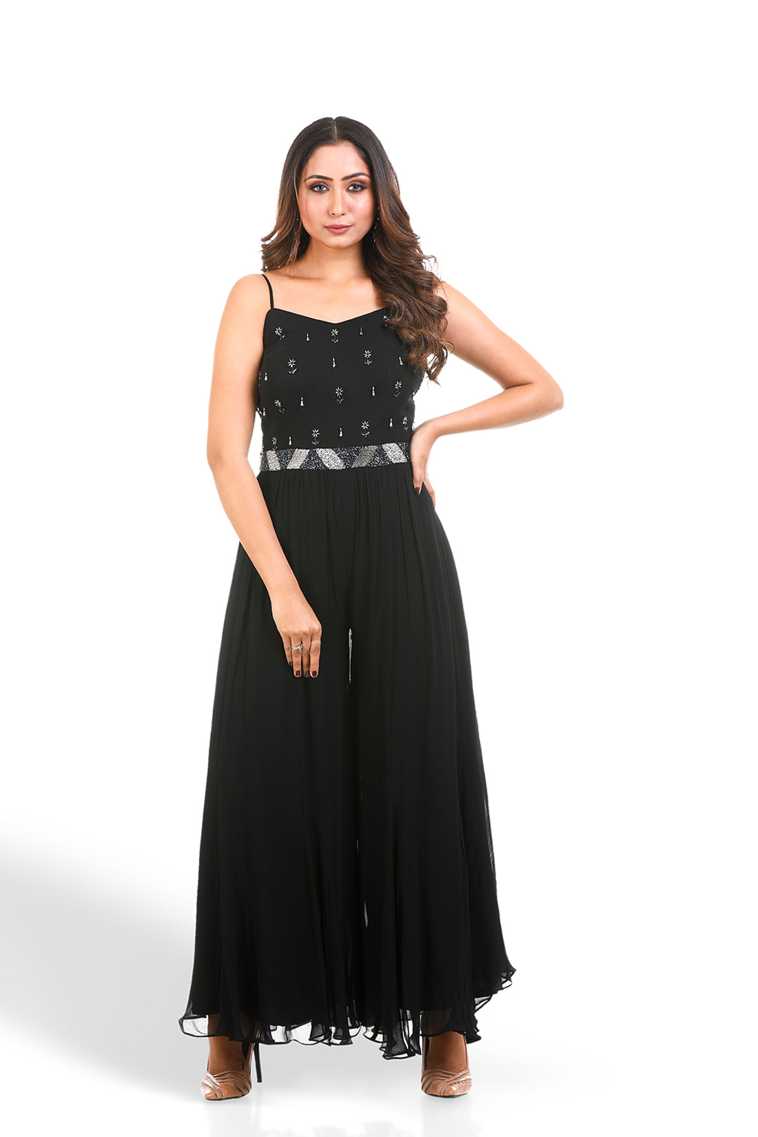 BLACK HAND EMBROIDERED JUMPSUIT