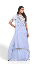 ICE BLUE HAND EMBROIDERED LEHENGA SET