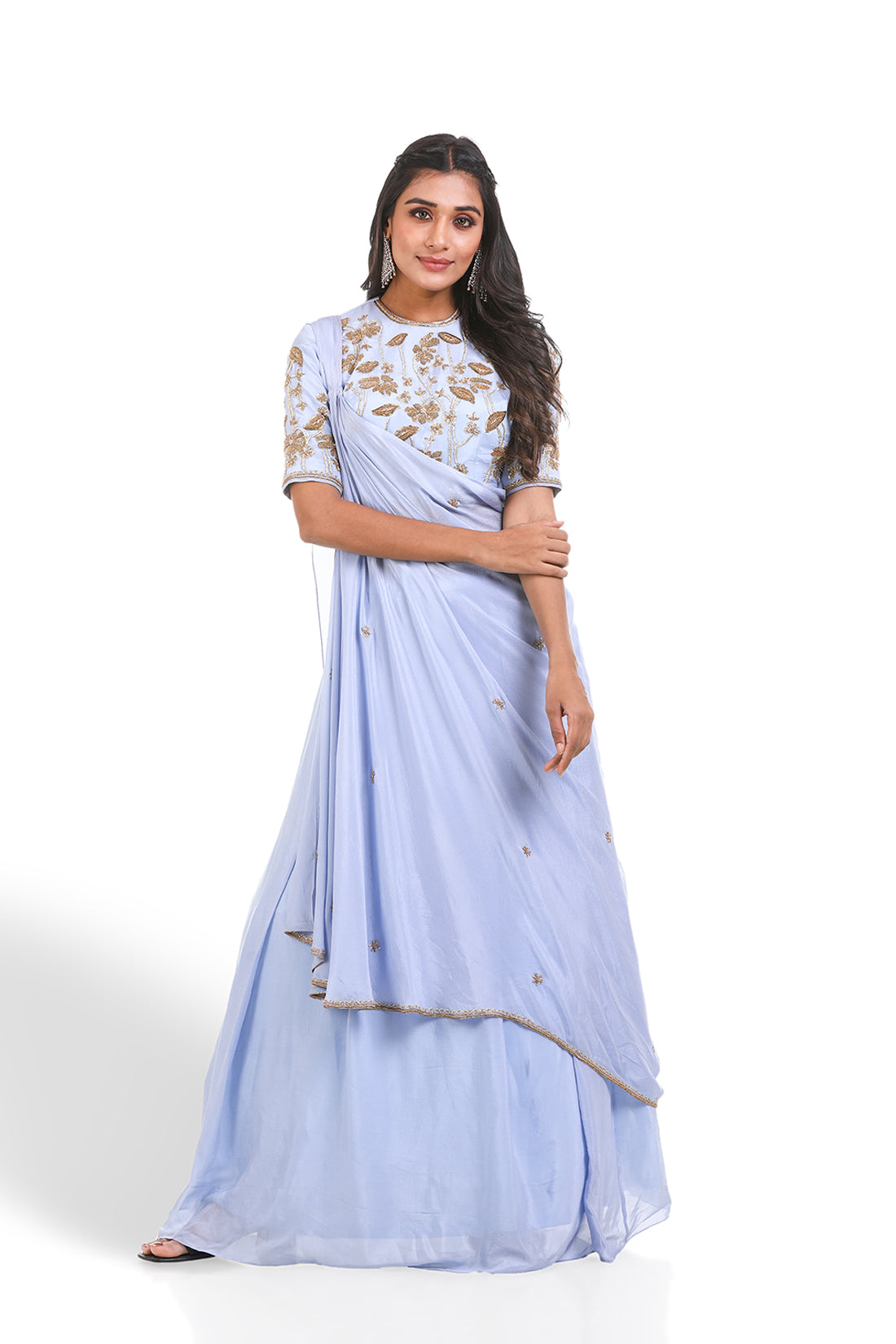 ICE BLUE HAND EMBROIDERED LEHENGA SET