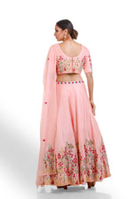 PEACH TRADITIONAL HAND EMBROIDERED LEHENGA SET