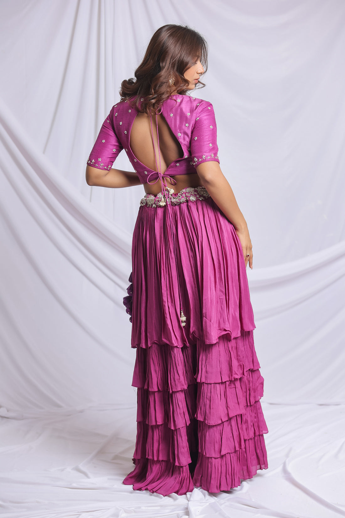 PURPLE HAND EMBROIDERED LEHENGA SET