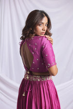 PURPLE HAND EMBROIDERED LEHENGA SET
