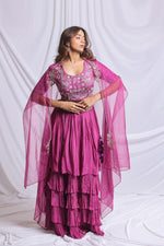 PURPLE HAND EMBROIDERED LEHENGA SET