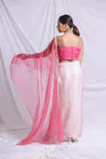 DARK PINK HAND EMBROIDERED DRAPED SKIRT