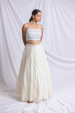 OFF WHITE COLOURFUL HAND EMBROIDERED LEHENGA SET