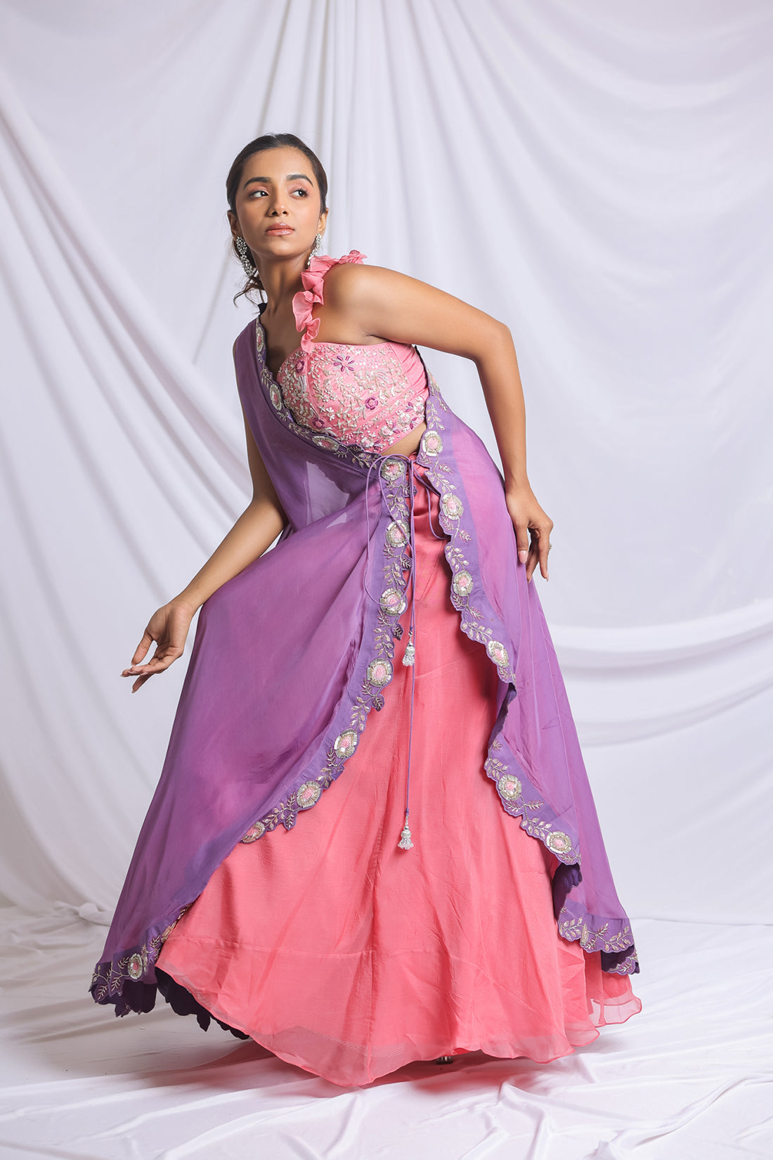 PURPLE LUXE HAND EMBROIDERED LEHENGA
