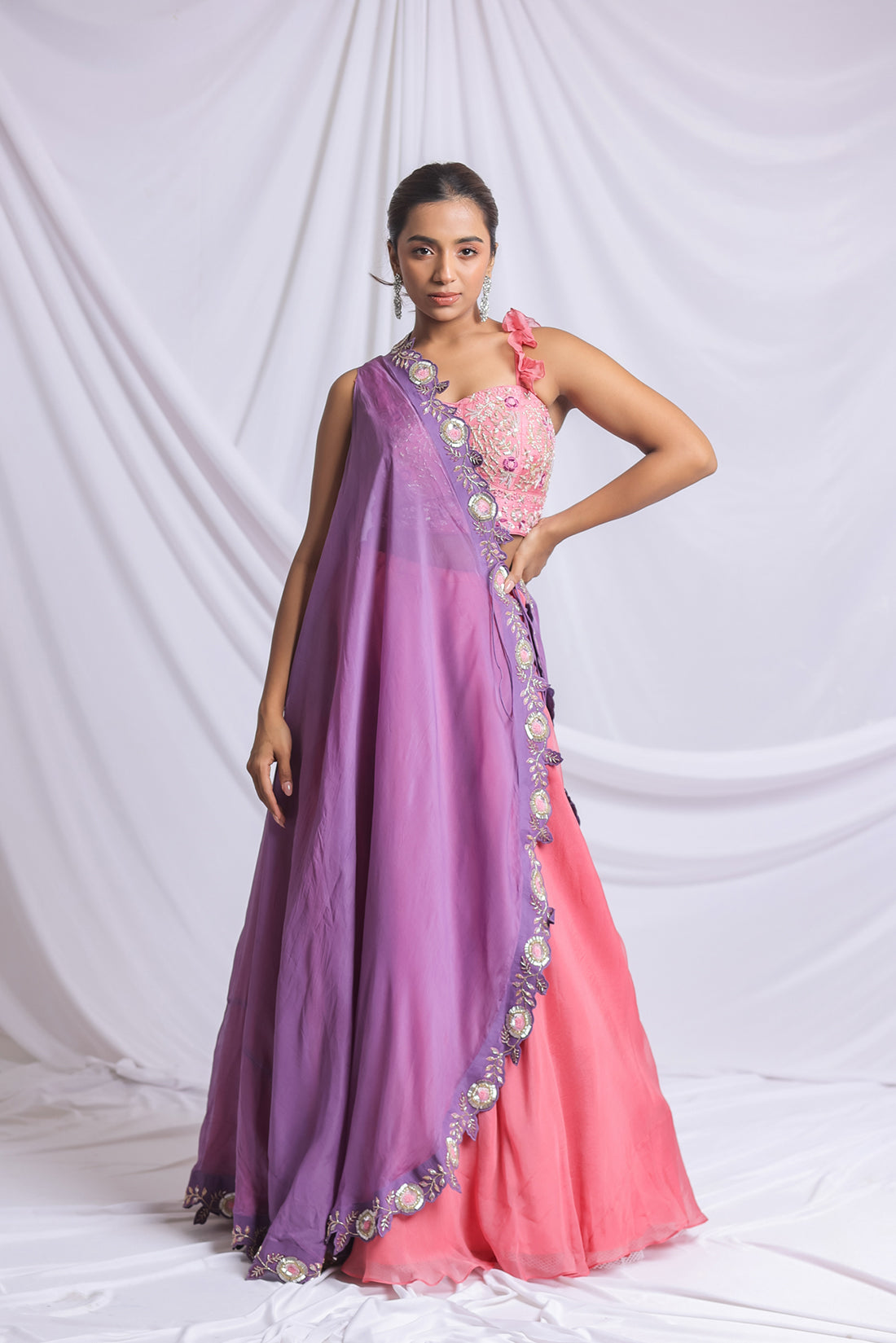 PURPLE LUXE HAND EMBROIDERED LEHENGA