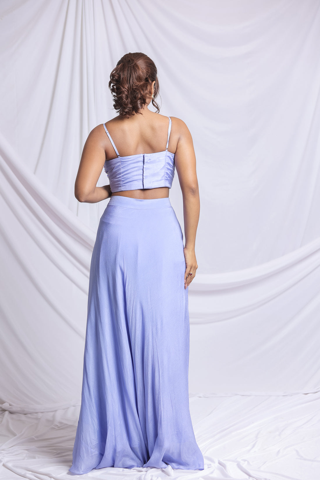 MIST BLUE LUXE INDO WESTERN SKIRT SET