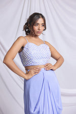 MIST BLUE LUXE INDO WESTERN SKIRT SET