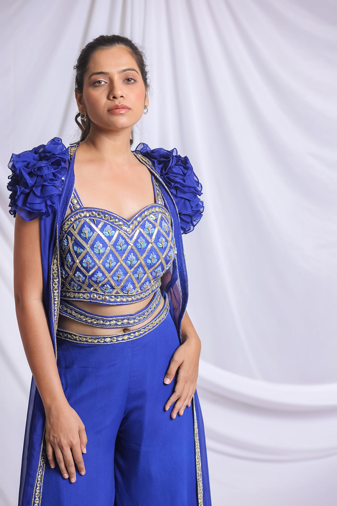 ELECTRIC BLUE SIGNATURE PALAZZO SET