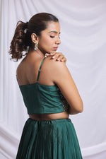 BOTTLE GREEN ROYALE EMBROIDERED LEHENGA SET