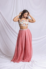 BROWN LUXE BOX PLEATED INDO WESTERN PALAZZO SET
