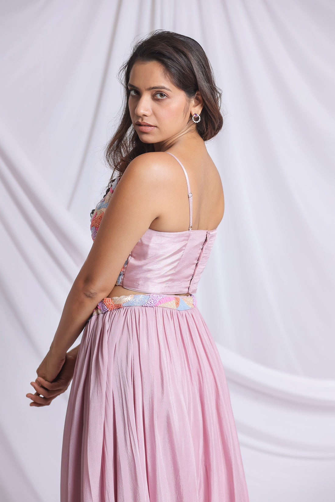 LIGHT MAUVE RAFFIA LUXE LEHENGA SET